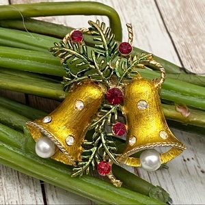 Vintage Christmas Golden Bells Brooch